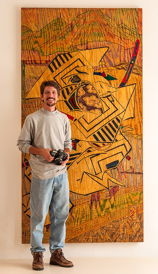 Standing in front of Sudden Reign by Mark Lindquist 4'x8' polychrome panel 2005